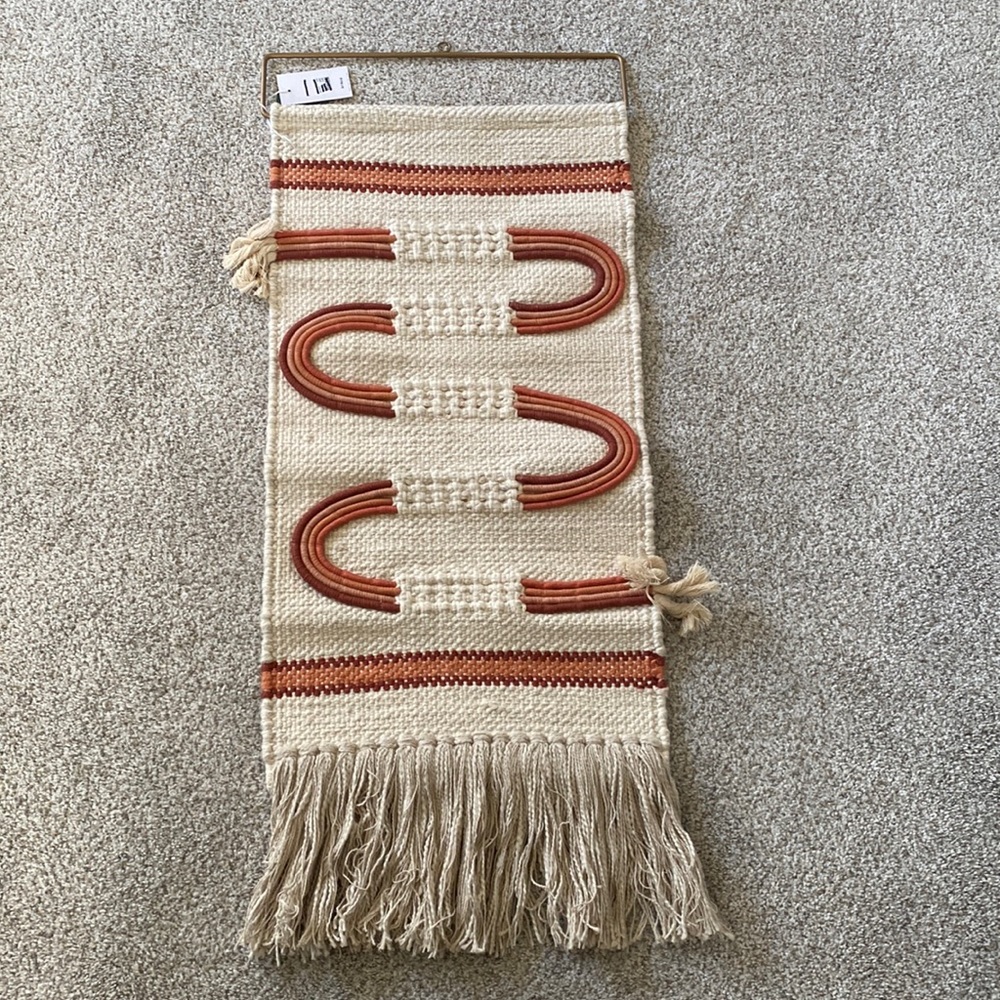 Urban Outfitters Cream and Orange Wall Hanging